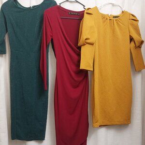Trio of wiggle dresses size xs